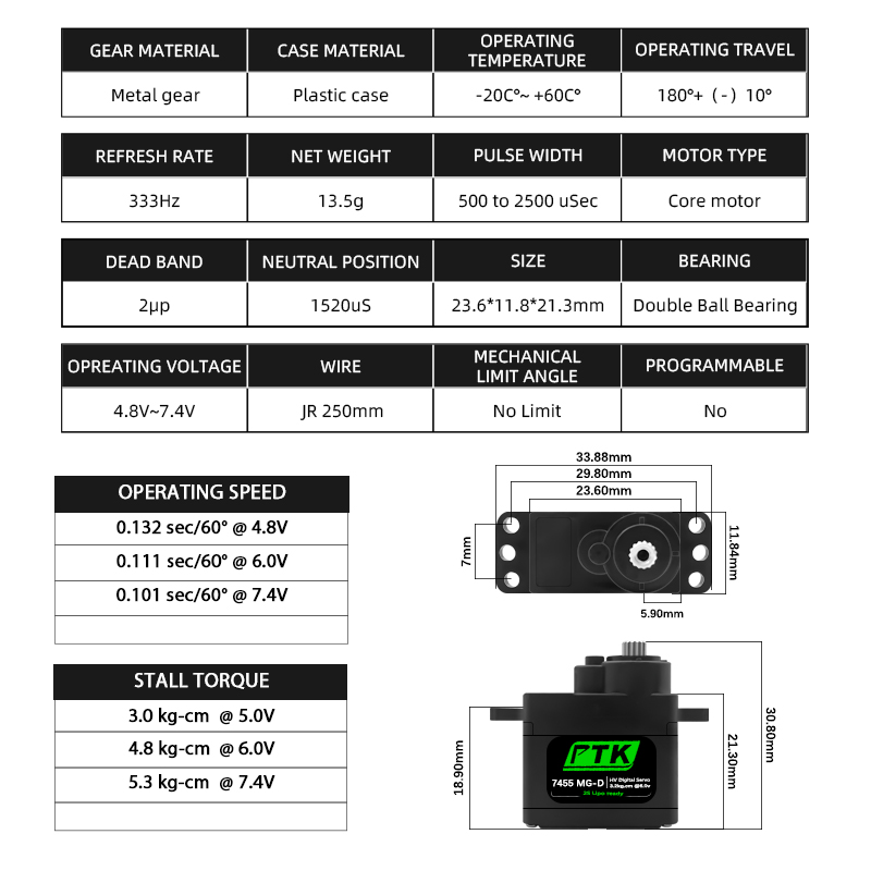 PTK 7455MG-D servo 12g Digital - Rc Helicopter Parts 리뷰 및 가격