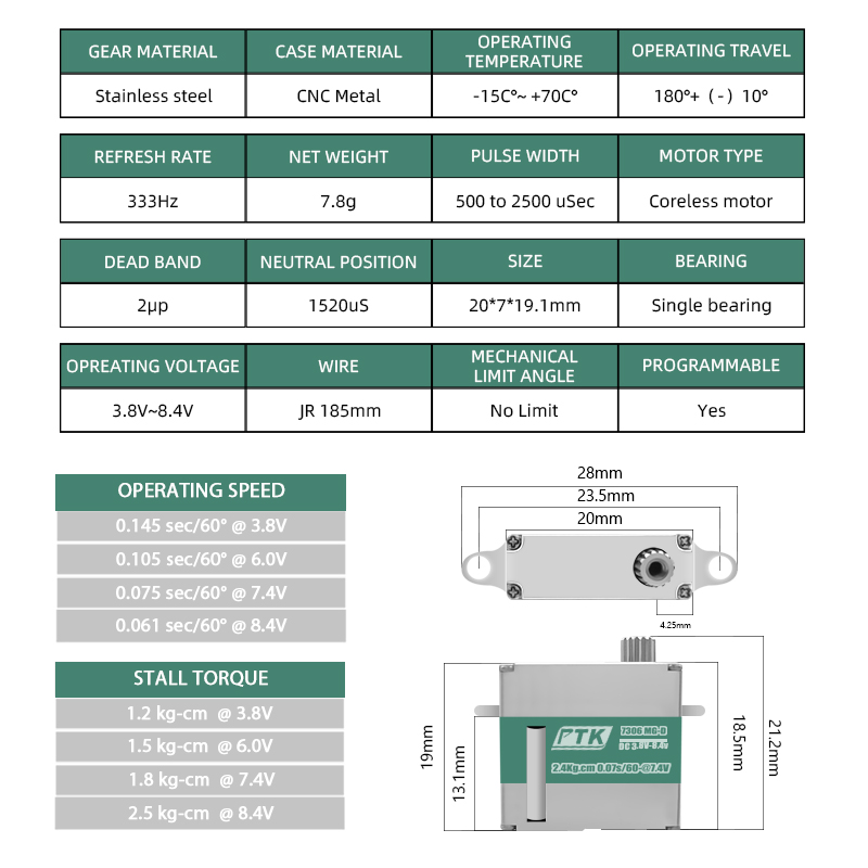PTK 7306 MG-D 7g digital all-m - Rc Helicopter Servo 리뷰 및 가격